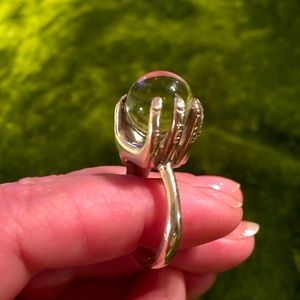 🔮Sterling Silver Pools of Light/Hand Holding Crystal Ball/Orb/ Ring 8🔮